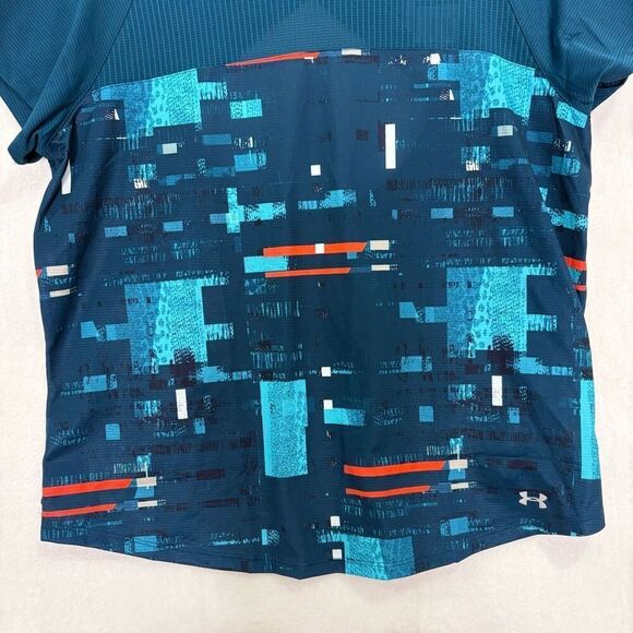 Under Armour Blue & Orange Patterned Short Sleeve Top Women's Size XL - Picture 3 of 14